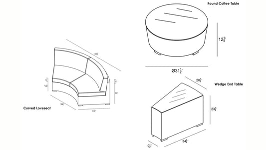 Harmonia Living Outdoor Sets Harmonia Living - Dune 7 Piece Eclipse Sectional Set