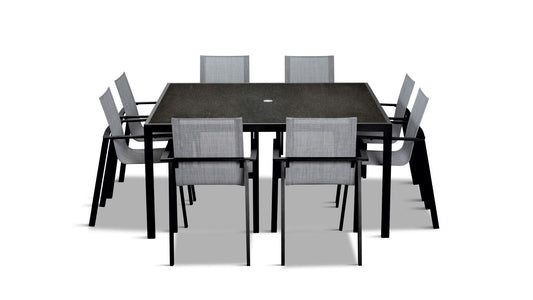 Harmonia Living Outdoor Sets Harmonia Living - Lift 9 Piece Square Dining Set - Black/Black