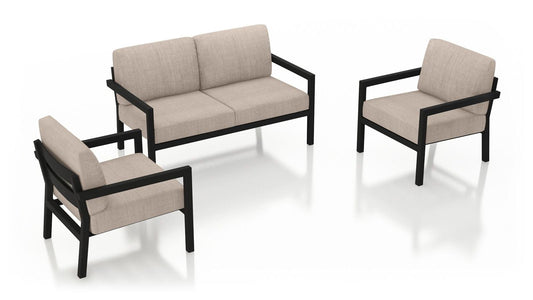 Harmonia Living Outdoor Sets Harmonia Living - Pacifica 3 Piece Loveseat Set - Black