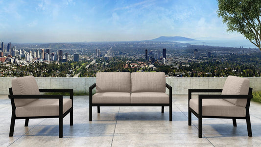 Harmonia Living Outdoor Sets Harmonia Living - Pacifica 3 Piece Loveseat Set - Black