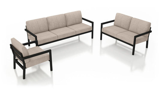 Harmonia Living Outdoor Sets Harmonia Living - Pacifica 3 Piece Sofa Loveseat Set - Black