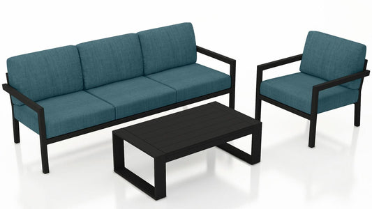 Harmonia Living Outdoor Sets Harmonia Living - Pacifica 3 Piece Sofa Set - Black