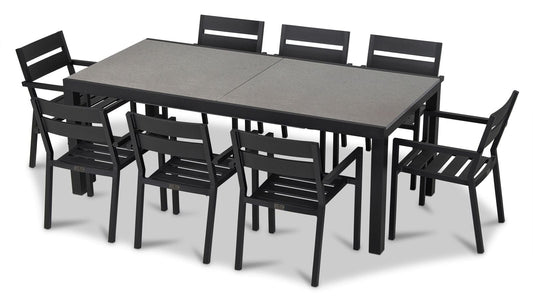 Harmonia Living Outdoor Sets Harmonia Living - Pacifica 9 Piece Extendable Dining Set - Black