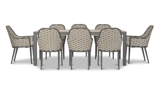 Harmonia Living Outdoor Sets Harmonia Living - Parlor 9 Piece Extendable Dining Set - Slate/Barnwood