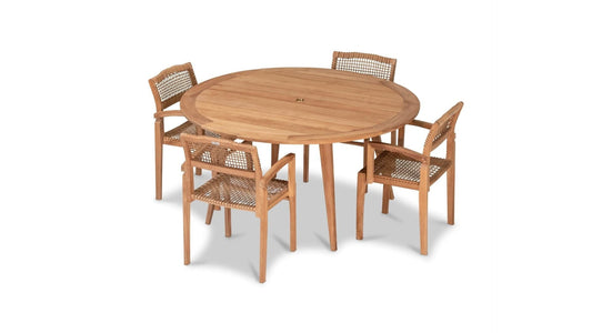 Harmonia Living Outdoor Sets Harmonia Living - Sands 5 Piece Arm Round Dining Set