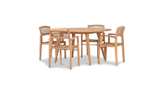 Harmonia Living Outdoor Sets Harmonia Living - Sands 5 Piece Arm Round Dining Set