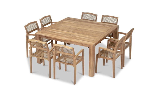 Harmonia Living Outdoor Sets Harmonia Living - Sands 9 Piece Arm Square Dining Set