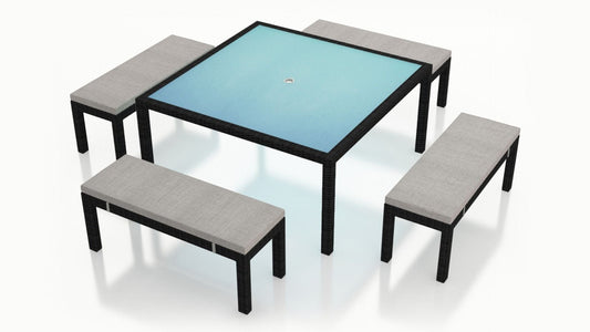 Harmonia Living Outdoor Sets Harmonia Living - Urbana 5 Piece 8-Seat Bench Square Dining Set