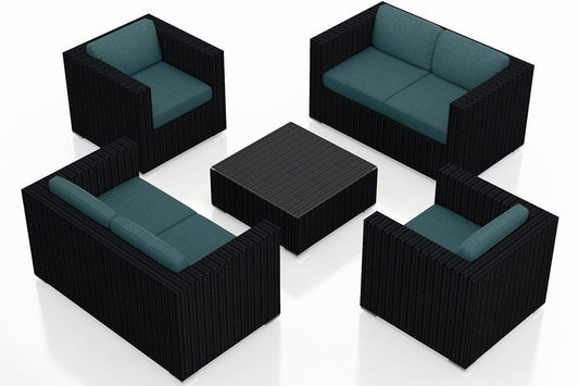 Harmonia Living Outdoor Sets Harmonia Living - Urbana 5 Piece Double Loveseat Set