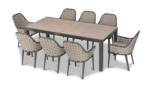 Harmonia Living Outdoor Sets Slate/Barnwood Harmonia Living - Parlor 9 Piece Extendable Dining Set - Slate/Barnwood