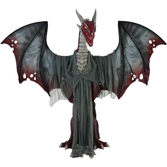 Haunted Hill Farm - 6-Ft. Tall Motion-Activated Brimstone Dragon by SVI, Premium Halloween Animatronic, Plug-In
