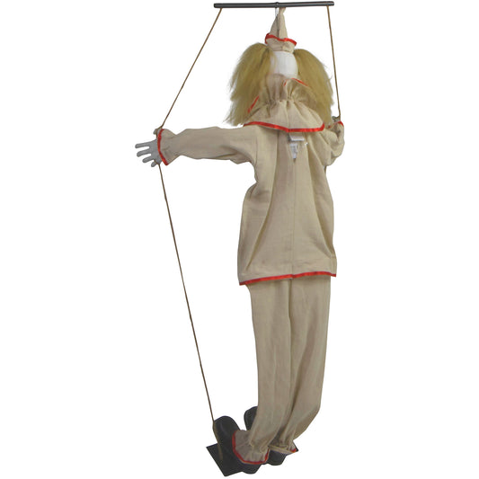 Haunted Hill Farm - 55-In. Smalls the Animatronic Swinging Clown, Indoor or Covered Outdoor Halloween Decoration, Red LED Eyes