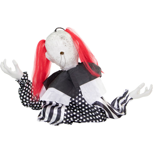 Haunted Hill Farm - 18-In. Buggy the Animatronic Groundbreaker Clown, Indoor or Covered Outdoor Halloween Decoration