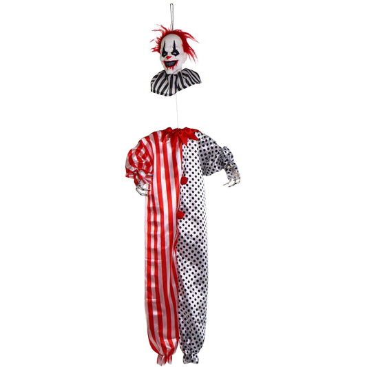 Haunted Hill Farm - Floating Clown Animatronic with Blue Chest Light for Scary Hanging Halloween Decoration
