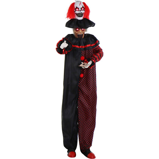 Haunted Hill Farm - Animatronic Pop-Up Two-Headed Clown with Light-Up Eyes for Scary Halloween Decoration