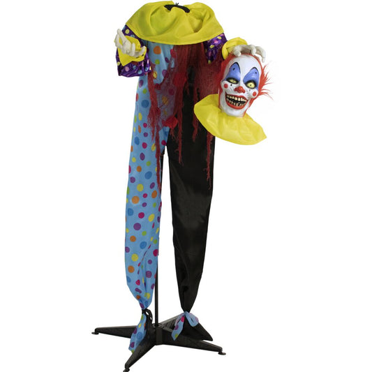 Haunted Hill Farm - 56-In. Otto the Animatronic Talking Clown, Indoor or Covered Outdoor Halloween Decoration, Red LED Eyes
