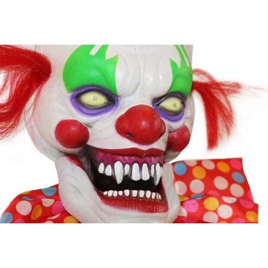 Haunted Hill Farm - 20-In. Hanging Talking Clown Head, Halloween Decoration for Indoor or Covered Outdoor Display, Red