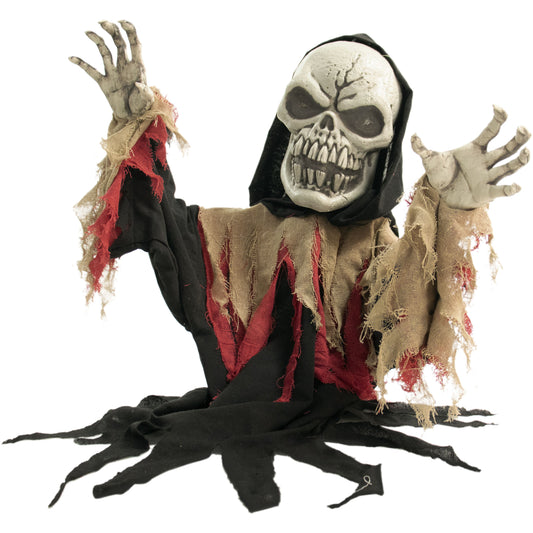 Haunted Hill Farm - 39-In. Lord Doomsday the Jumping Animatronic Reaper, Indoor or Covered Outdoor Halloween Decoration