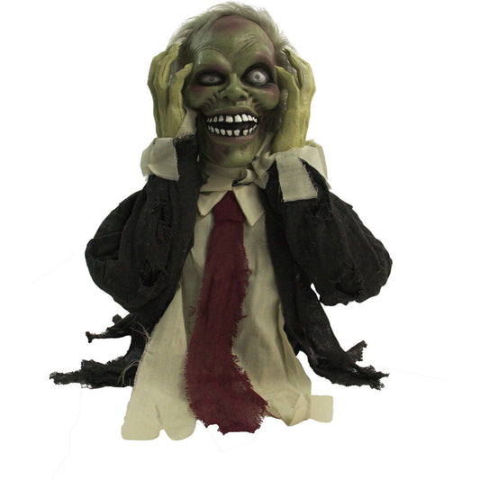 Haunted Hill Farm - 22-In. Draco the Animatronic Pop-Up Ghoul, Indoor or Covered Outdoor Halloween Decoration, Red LED Eyes