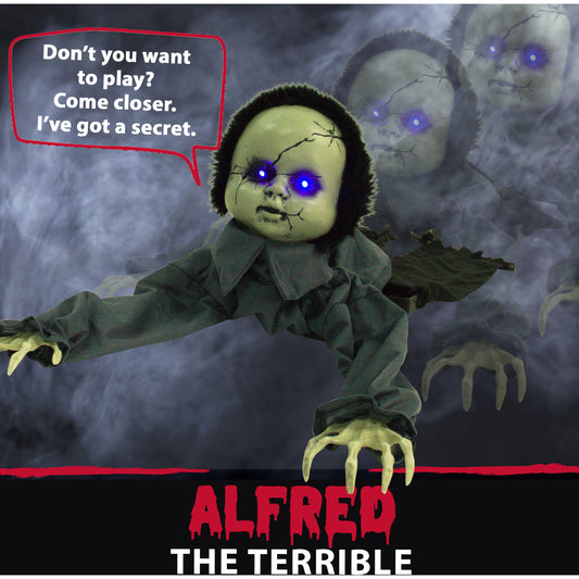 Haunted Hill Farm - 43 In. Animatronic Doll, Indoor/Outdoor Halloween Decoration, Light-up Blue Eyes, Crawling