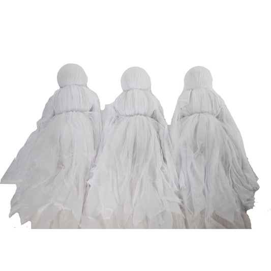 Haunted Hill Farm - Light-Up Ghost Trio on Stakes, Outdoor Halloween Lawn Decoration