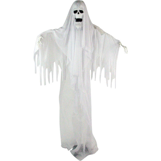 Haunted Hill Farm - Life Size Animatronic Ghost Reaper, Indoor/Outdoor Halloween Decoration, Flashing White Eyes, Poseable