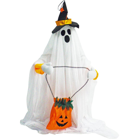 Haunted Hill Farm - 35-In. Boo the Standing Ghost with Music and LED Lights Animatronic Halloween Decoration