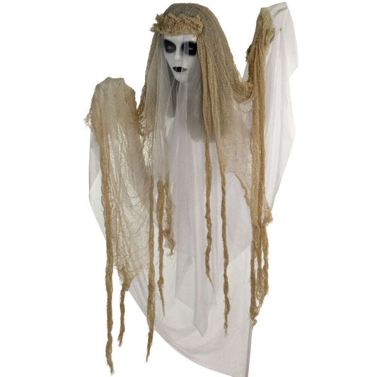 Haunted Hill Farm - 47 In. Animatronic Bride, Indoor/Outdoor Halloween Decoration, Light-up White Eyes, Poseable