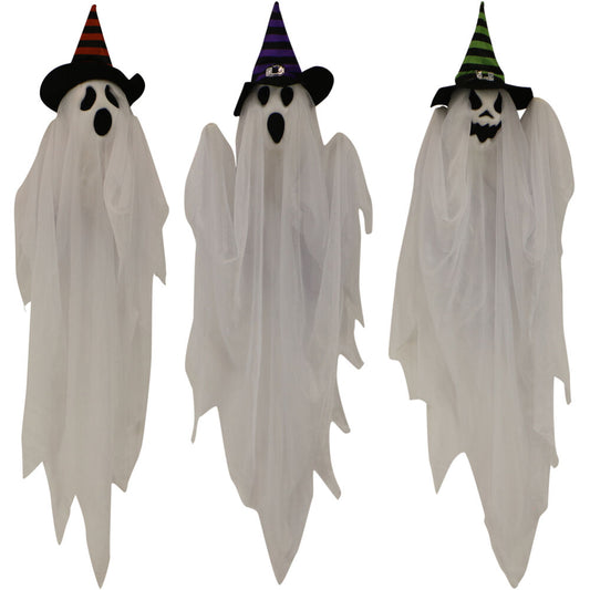 Haunted Hill Farm - Set of 3 Hanging Ghosts, Indoor/Outdoor Halloween Decoration