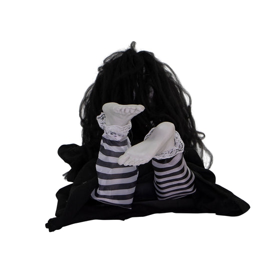 Haunted Hill Farm - 29-In. Creepy Dawn the Animated Crawling Zombie Girl, Indoor or Covered Outdoor Halloween Decoration