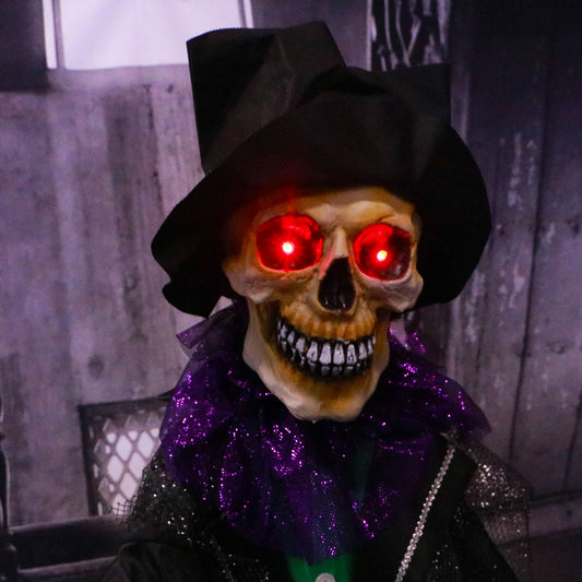 Haunted Hill Farm - 5-Ft. Marty the Voodoo Skeleton Groom, Indoor or Covered Outdoor Halloween Decoration, Red LED Eyes