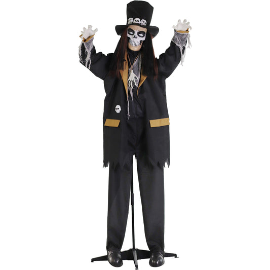 Haunted Hill Farm - Animatronic Voodoo Skeleton Groom with Movement, Sounds, and Light-Up Eyes for Scary Halloween Decoration