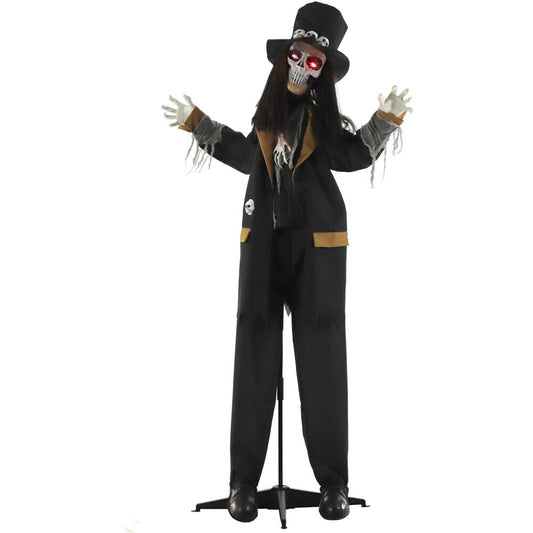 Haunted Hill Farm - Animatronic Voodoo Skeleton Groom with Movement, Sounds, and Light-Up Eyes for Scary Halloween Decoration