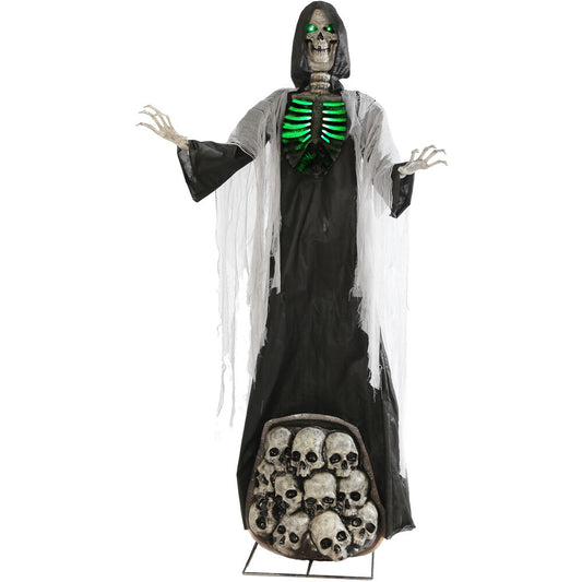 Haunted Hill Farm - 7-Ft. Tall Motion Activated Graveyard Ghoul by SVI, Battery-Operated Scary Halloween Prop with Light-Up Eyes and Chest
