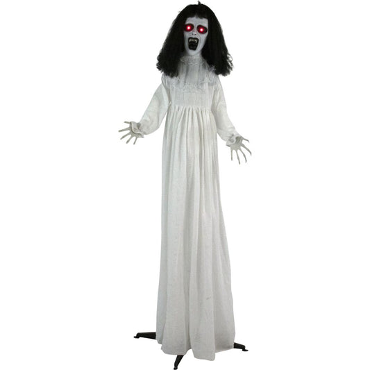 Haunted Hill Farm - Life-Size Animatronic Bride, Indoor/Outdoor Halloween Decoration, Flashing Red Eyes, Poseable