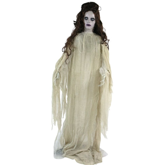 Haunted Hill Farm - Life-Size Animatronic Bride, Indoor/Outdoor Halloween Decoration, Light-up Eyes, Poseable