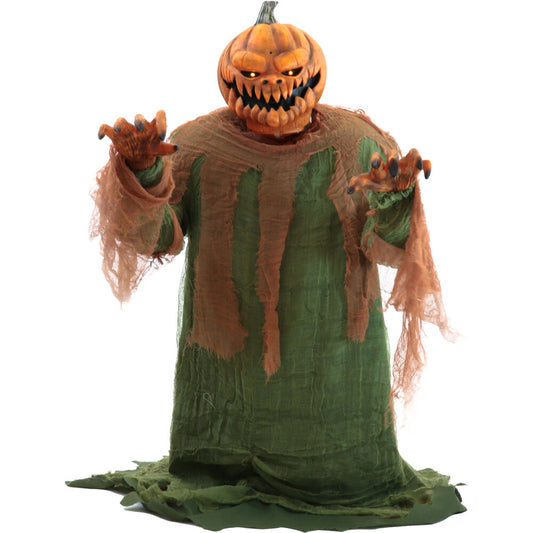 Haunted Hill Farm - Motion-Activated Jack O' Lunger by Tekky, Indoor or Covered Outdoor Premium Halloween Animatronic, Plug-In or Battery