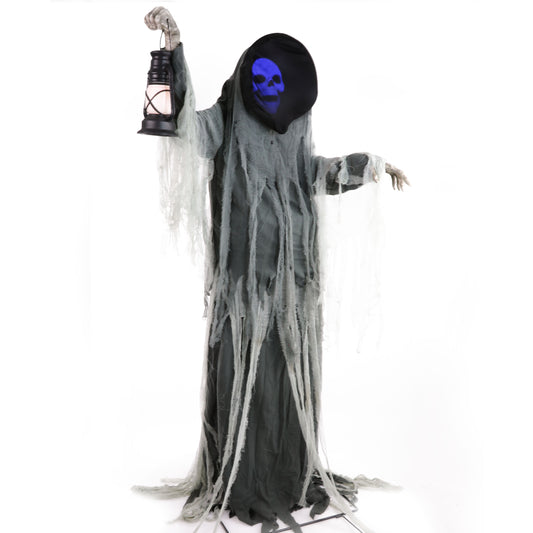 Haunted Hill Farm - Motion-Activated Looming Phantom by SVI, Premium Talking Halloween Animatronic for Standing or Hanging, Plug-In