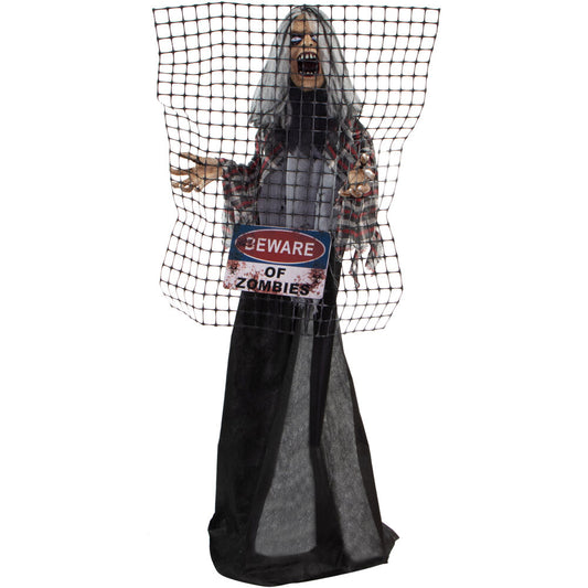 Haunted Hill Farm - 5-Ft. Break-Thru Barry the Animated Electrified Zombie, Indoor or Covered Outdoor Halloween Decoration