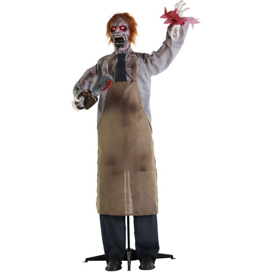 Haunted Hill Farm - Animatronic Zombie Carver with Movement, Sound, and Light-Up Eyes for Scary Halloween Decoration