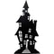 Haunted Hill Farm - 69-In. Haunted House Black Iron Halloween Silhouette with Ground Stakes and Easel for Lawn, Garden, Porch and Foyer