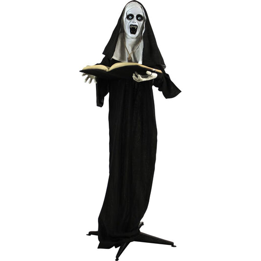 Haunted Hill Farm - Life-Size Animatronic Witch, Indoor/Outdoor Halloween Decoration, Flashing Green Eyes, Talking