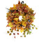 Haunted Hill Farm - Festive Harvest Wreath with Fall Leaves, Mini Pumpkins, and a Creepy Spider for Autumn and Halloween Hanging Decoration