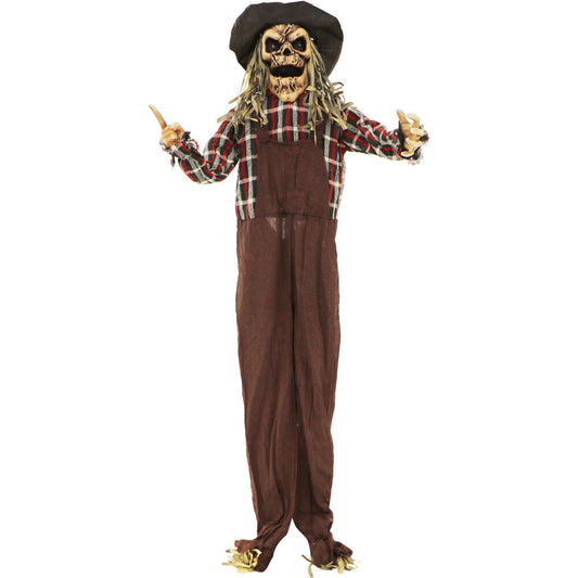 Haunted Hill Farm - 5.5-ft. Animated Scarecrow, Indoor/Covered Outdoor Halloween Decoration, Multi LED, Poseable, Rodney