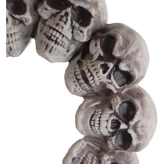 Haunted Hill Farm - 15.7-In. Halloween Dungeon Skull Hanging Wreath for Indoor or Covered Outdoor Scary Haunted House Decoration