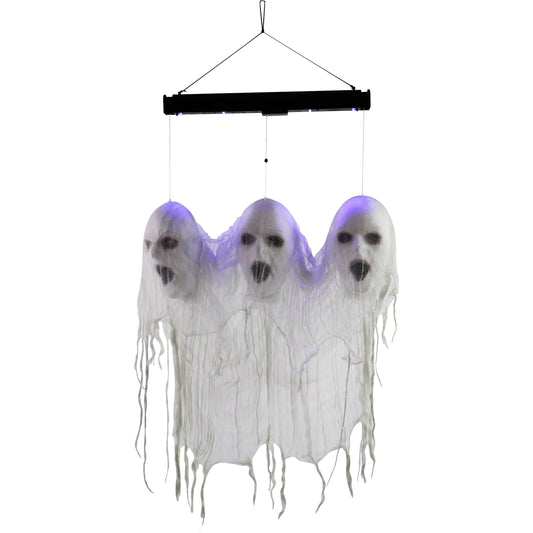 Haunted Hill Farm - Animatronic Floating Ghost Heads of Halloween with Blue Glowing Lights for Scary Decoration