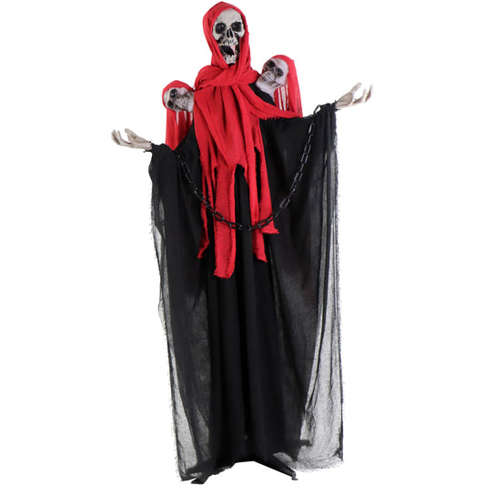 Haunted Hill Farm - Animatronic 3-Headed Twisting Pirate with Lights and Sounds for Scary Halloween Decoration