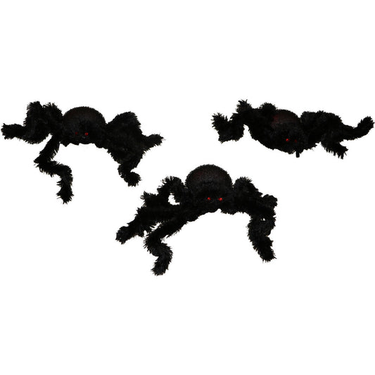 Haunted Hill Farm - 3 Light-Up Spider Stakes, Indoor or Covered Outdoor Halloween Decoration