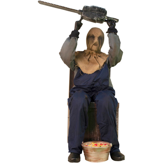 Haunted Hill Farm - Motion Activated Chainsaw Rusty by Tekky, Indoor or Covered Outdoor Premium Halloween Animatronic, Plug-In or Battery