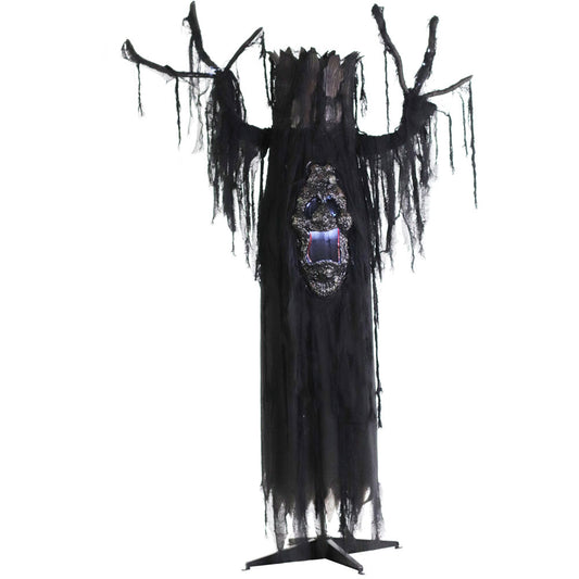 Haunted Hill Farm - Light-Up Creepy Ghost Tree with White Strobe Effects and Electrical Sounds for Scary Halloween Decoration